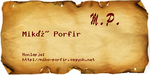 Mikó Porfir névjegykártya